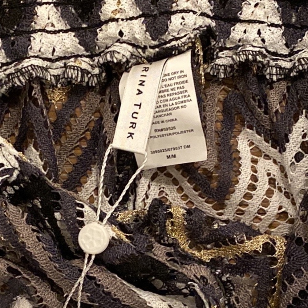 Trina Turk Chevron Print Drift Side Slit Crochet Lounge Pool Swim Pants NWT M - Picture 6 of 10